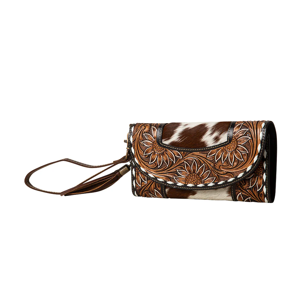 9209-myra-sandstone-trail-hairon-wristlet-wallet-handtooled-leather-with-western-floral-pattern-and-tassel-strap-for-easy-use-1.webp