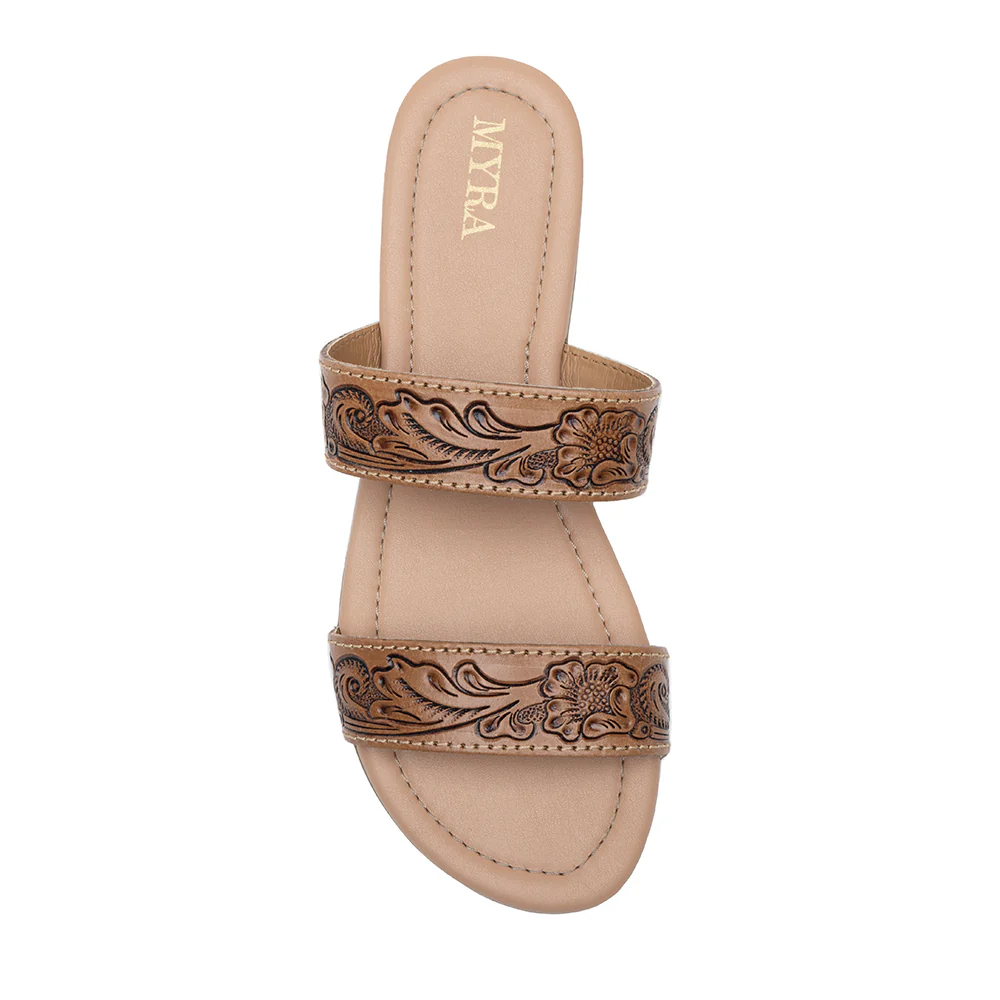 9229-myra-terra-trails-tan-leather-flats-for-women-handtooled-ranch-sandals-with-open-toe-ease-for-everyday-comfort-1.webp