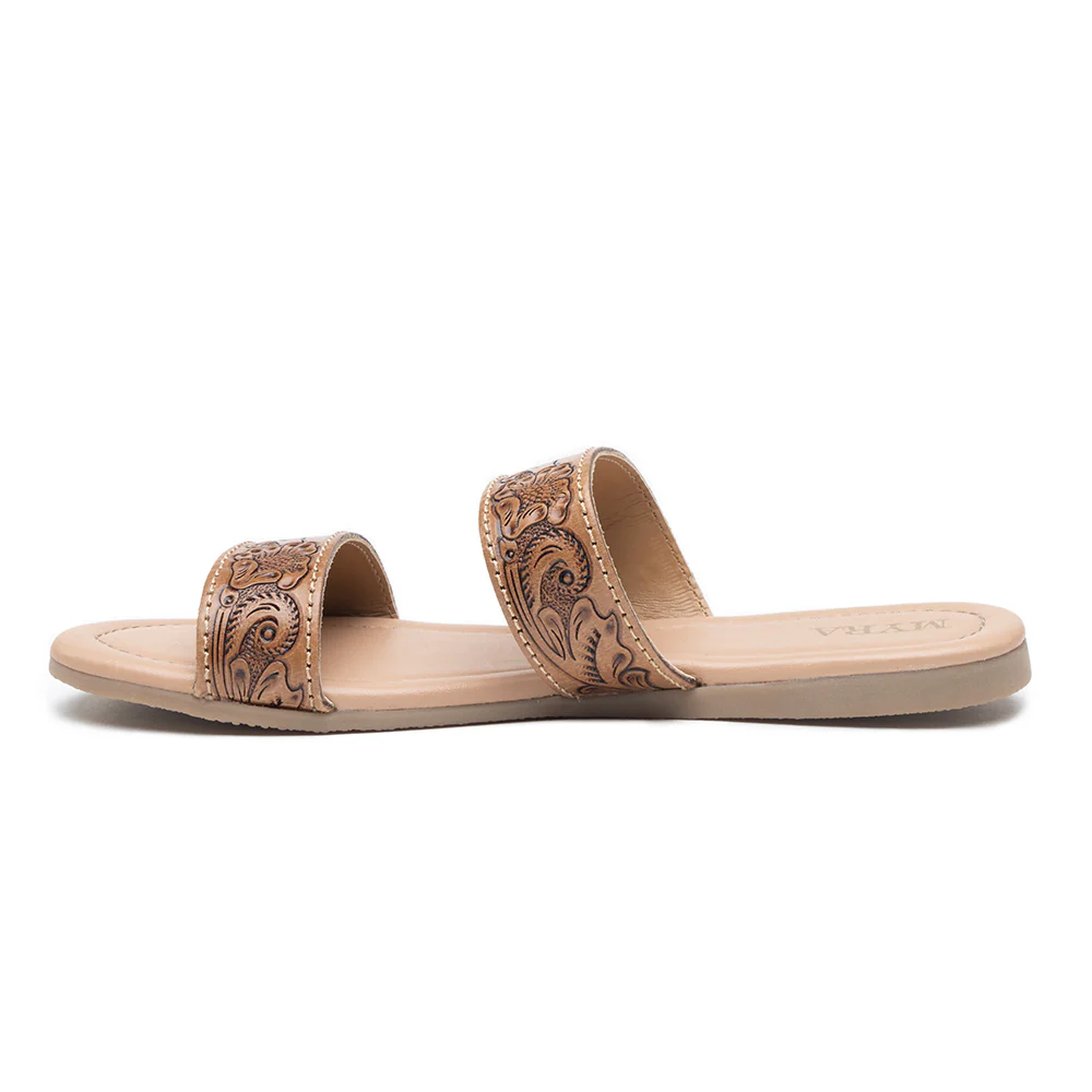 9229-myra-terra-trails-tan-leather-flats-for-women-handtooled-ranch-sandals-with-open-toe-ease-for-everyday-comfort-1.webp