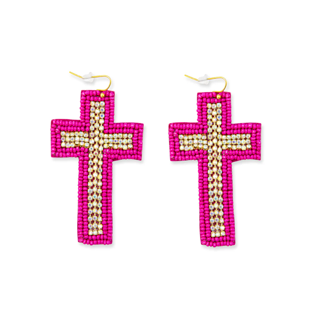 Beaded Cross Dangle Earrings in Magenta 1 946-beaded-cross-dangle-earrings-in-magenta-1.webp