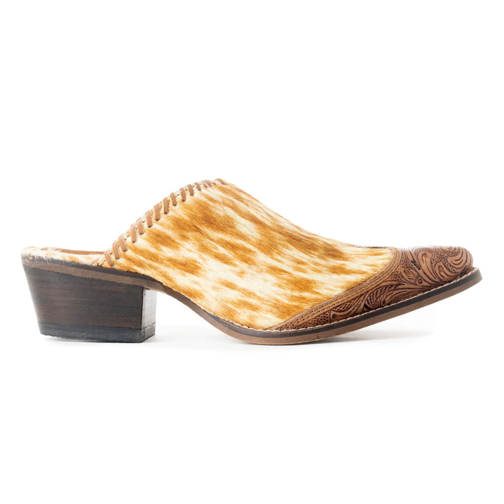 Orange Western Hand-Tooled Mules