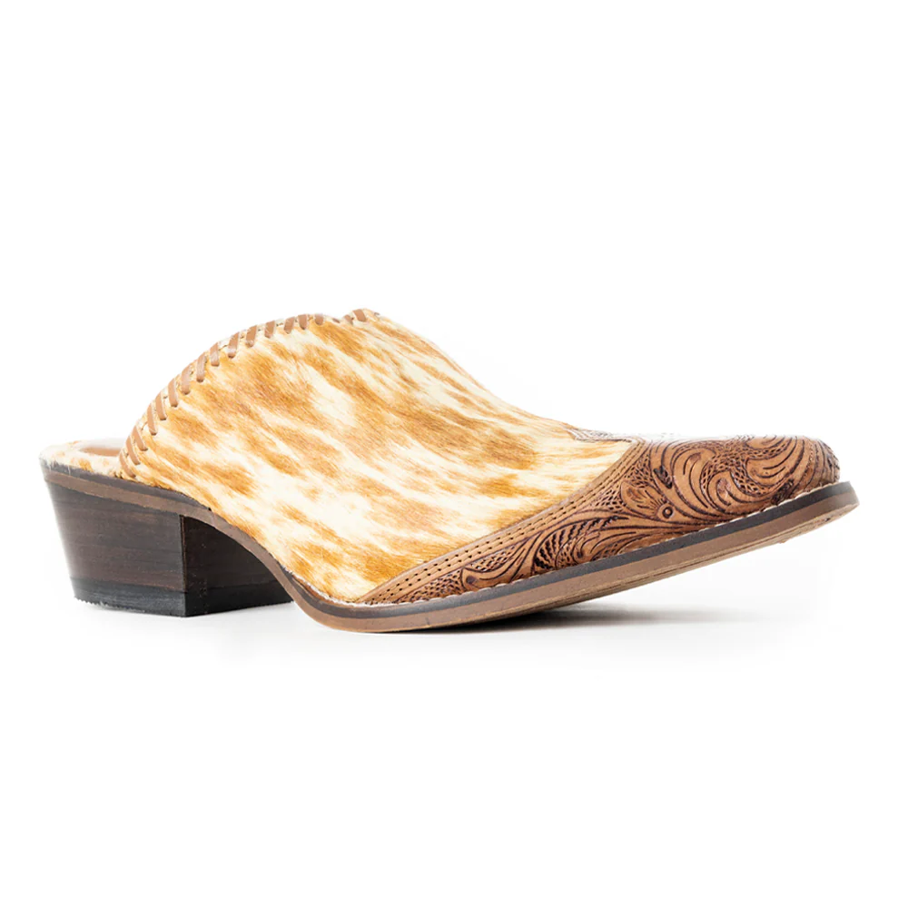 Orange Western Hand-Tooled Mules